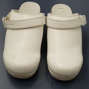Dansko White leather nursing clogs